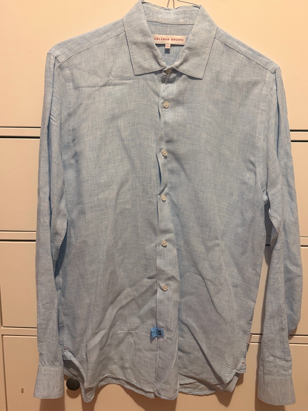 Orlebar Brown Light Blue Linen-Blend Button Shirt